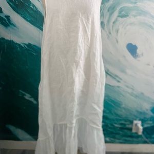 Sals Fifth Avenue white long linen sleeveless dress/size L